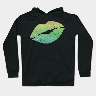 Rainbow Ombre Faux Glitter Lips Hoodie